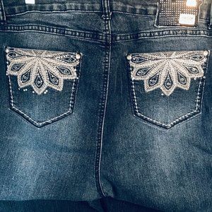 One-5-One Sun Burst Design Pockets Blue Jeans